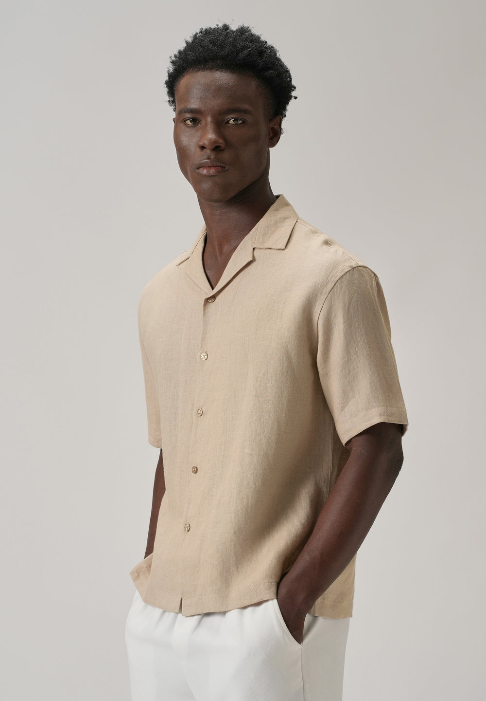 100% Pure Irish Tan Beige Linen Shirt