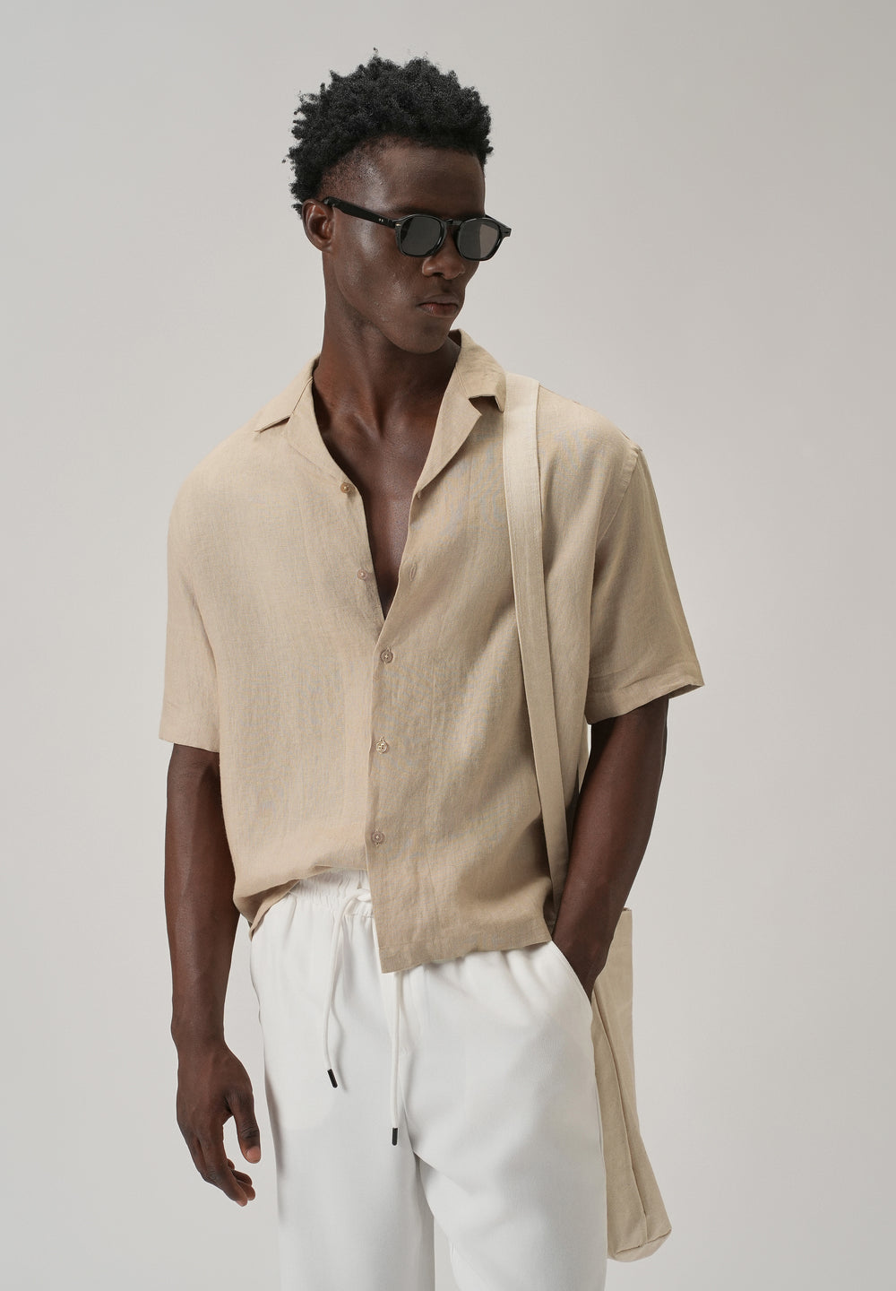 100% Pure Irish Tan Beige Linen Shirt