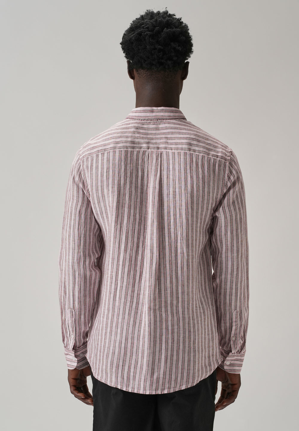 100% Pure Irish Brown Stripe Linen Shirt