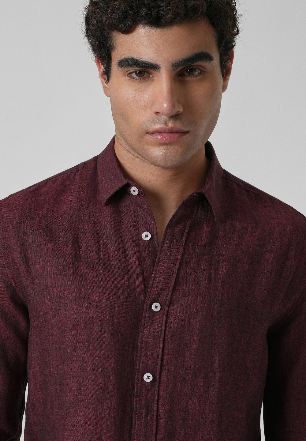 100% Pure Irish Burnt Maroon Linen Shirt