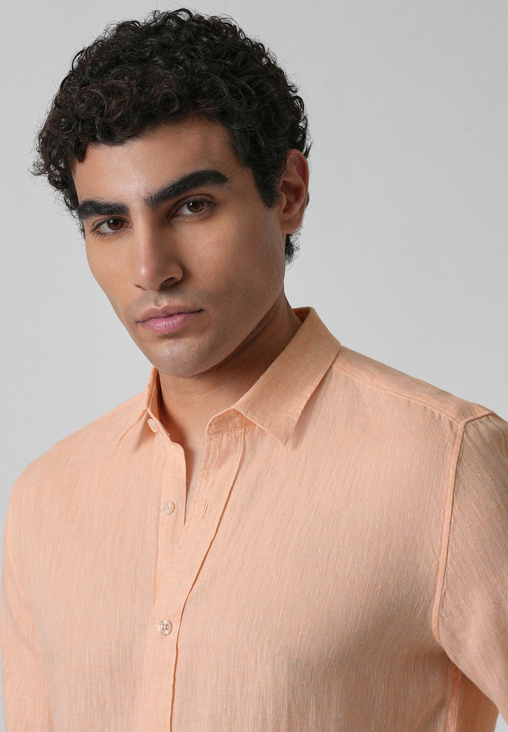 100% Pure Irish Dusky Orange Linen Shirt