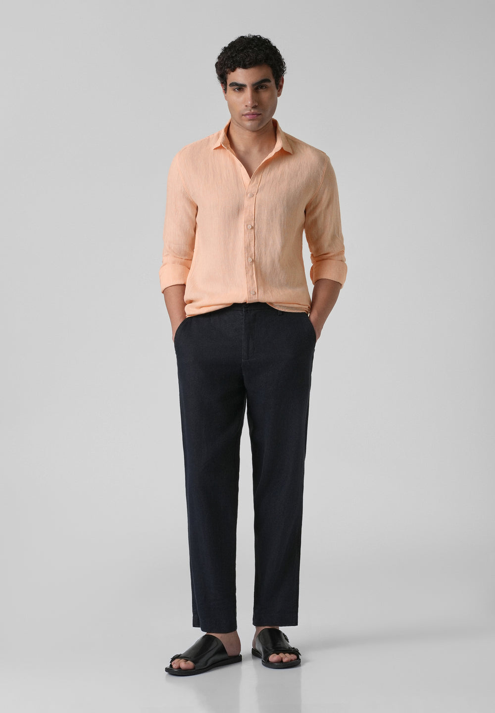 100% Pure Irish Dusky Orange Linen Shirt