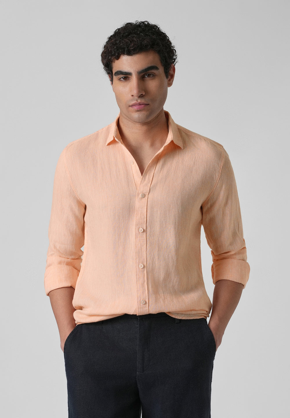 100% Pure Irish Dusky Orange Linen Shirt