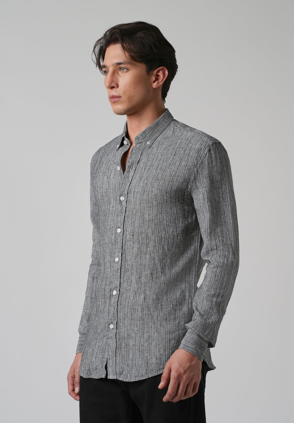 100% Pure Irish Gris Linen Shirt