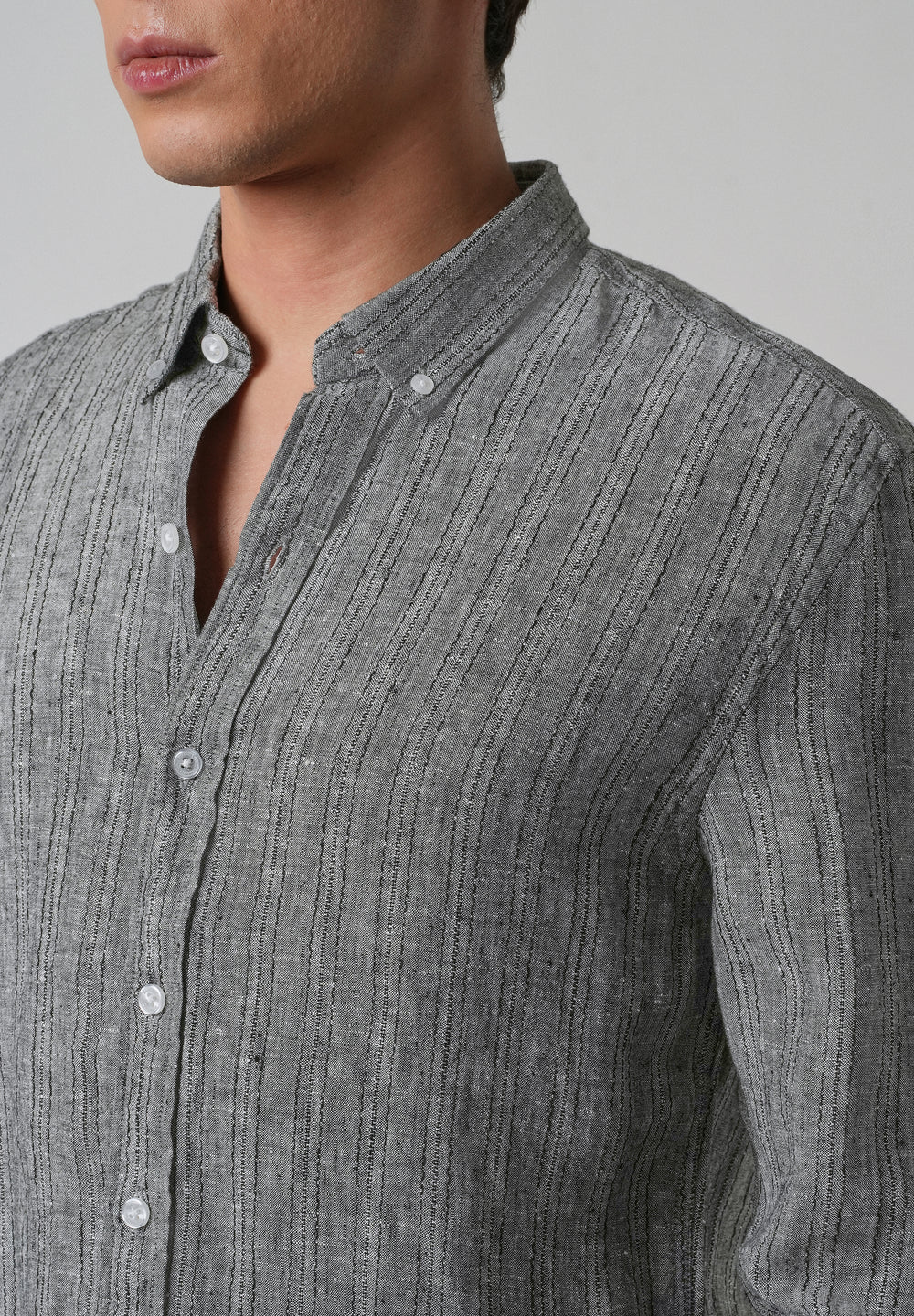 100% Pure Irish Gris Linen Shirt