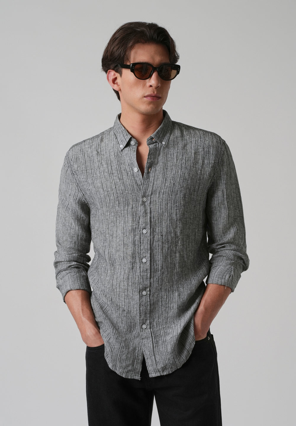 100% Pure Irish Gris Linen Shirt