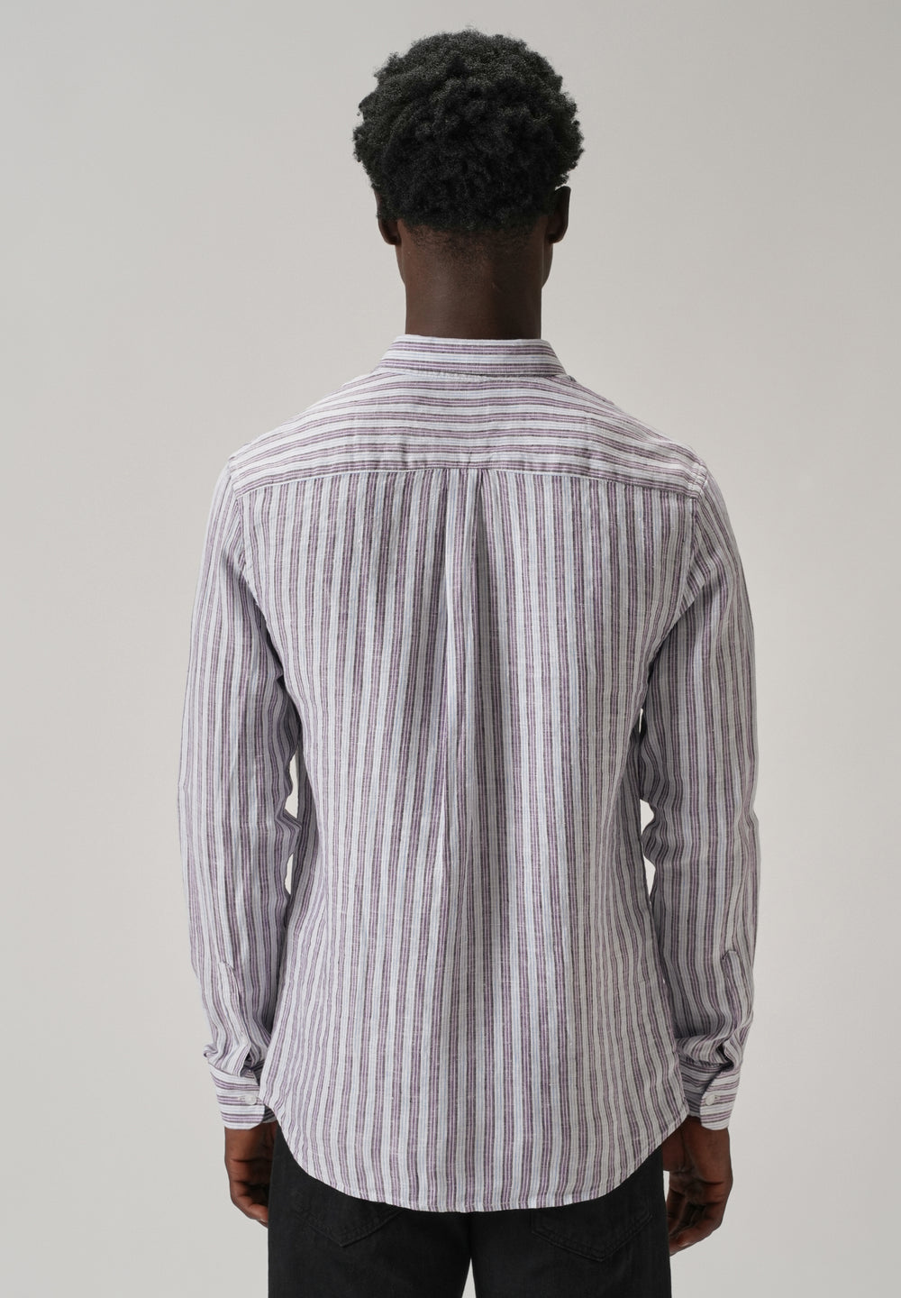 100% Pure Irish Lavender Stripe Linen Shirt