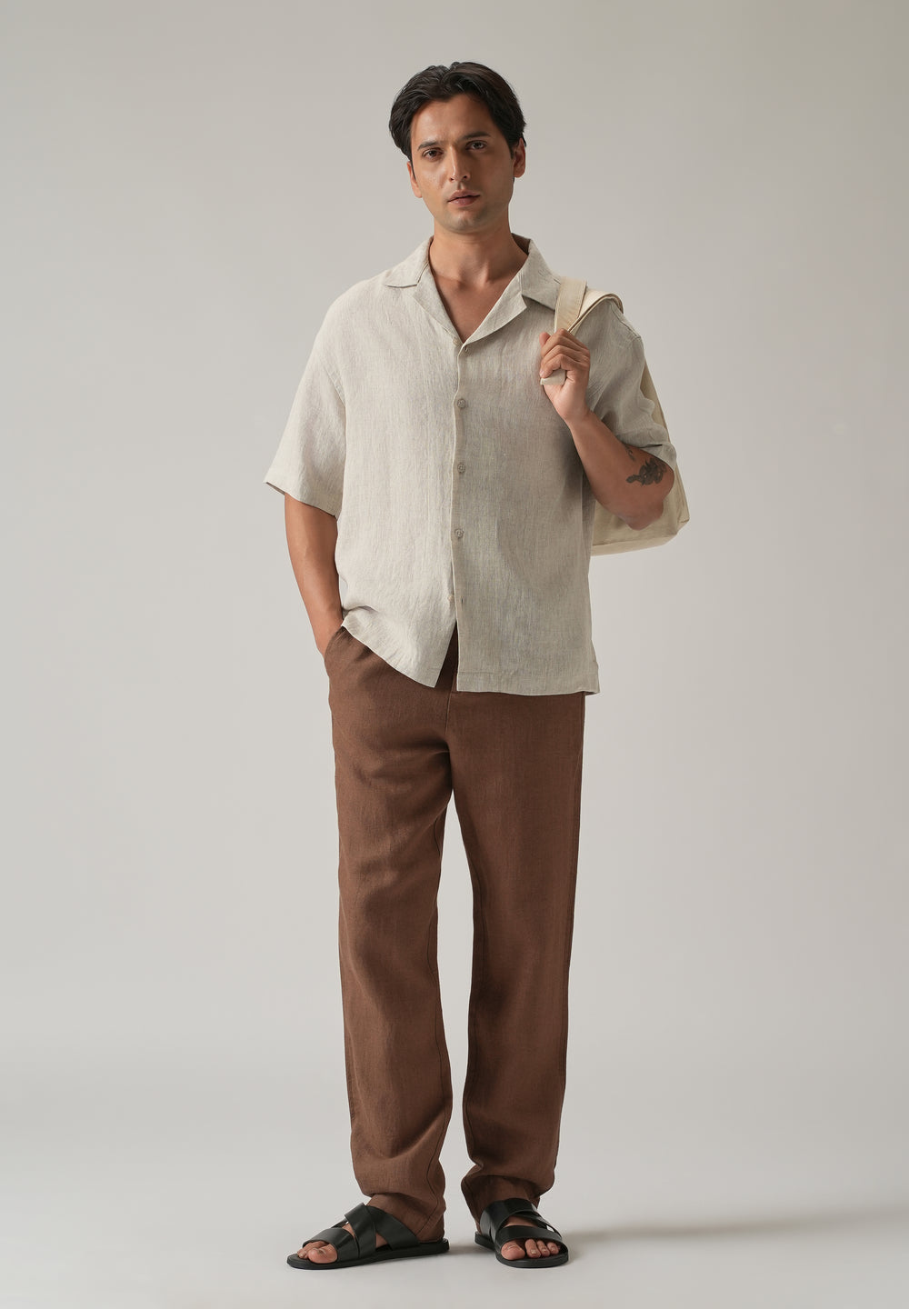 100% Pure Irish Light Beige Linen Shirt