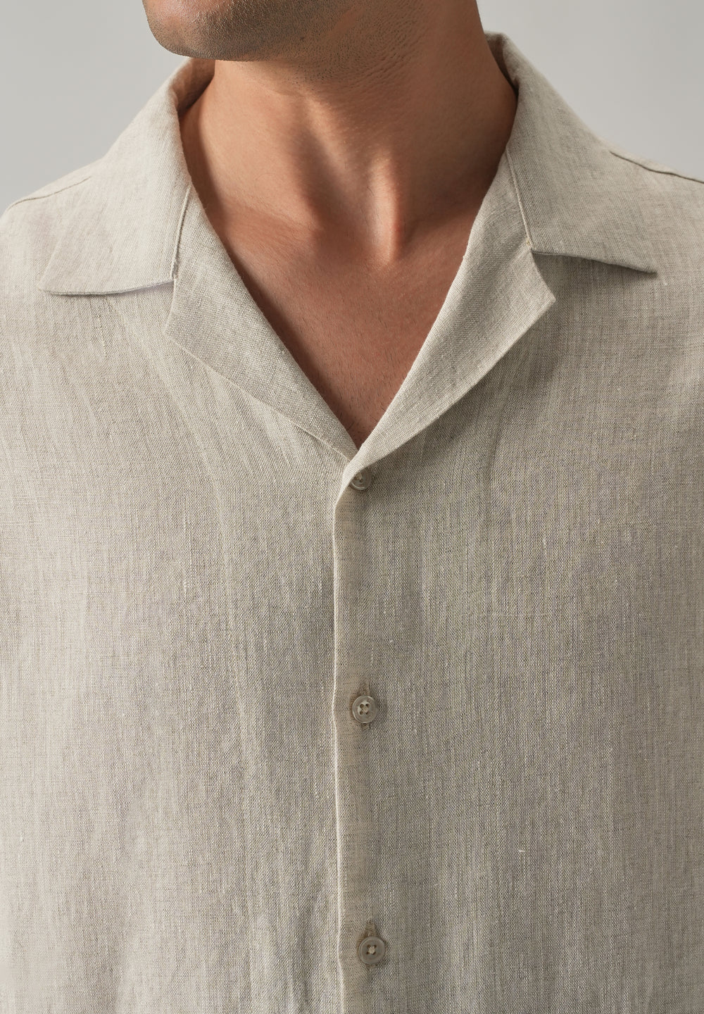 100% Pure Irish Light Beige Linen Shirt