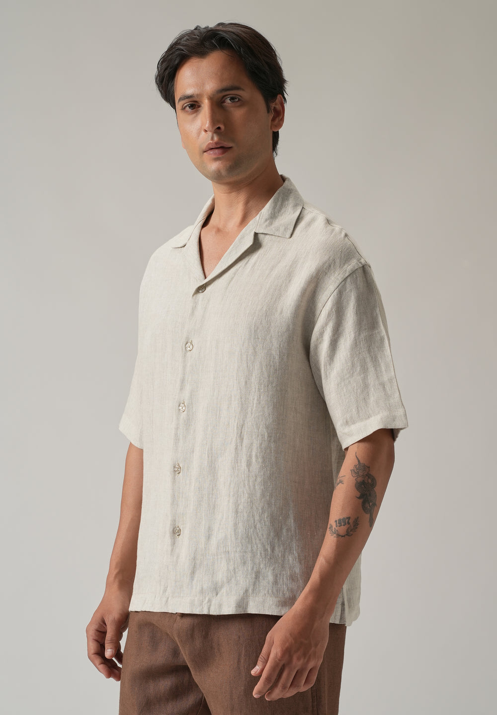 100% Pure Irish Light Beige Linen Shirt