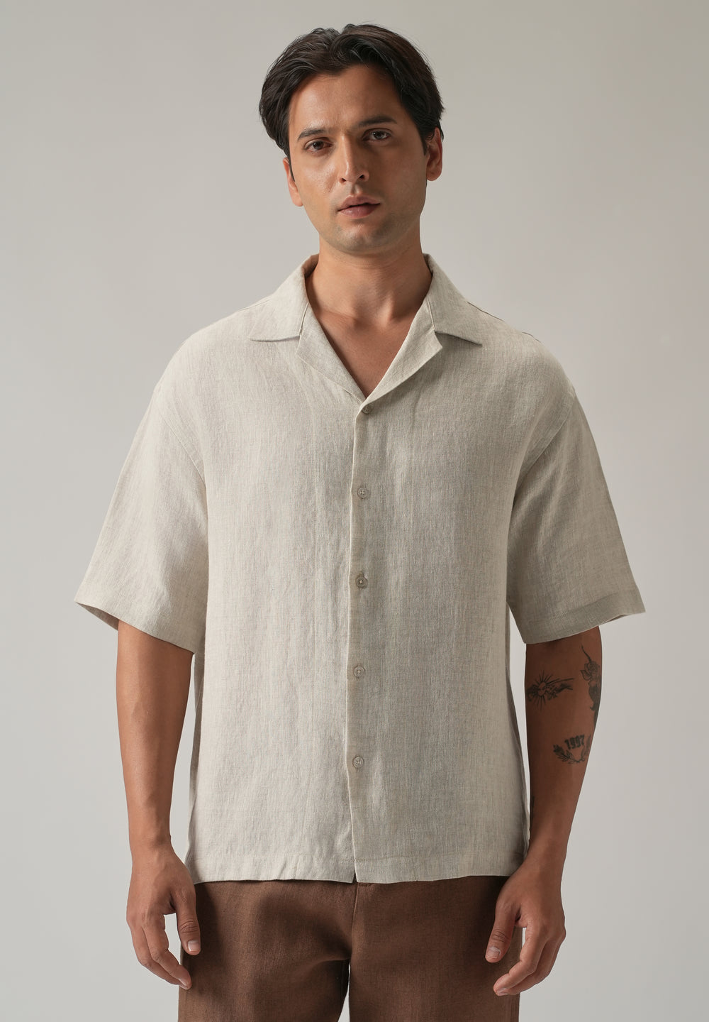 100% Pure Irish Light Beige Linen Shirt