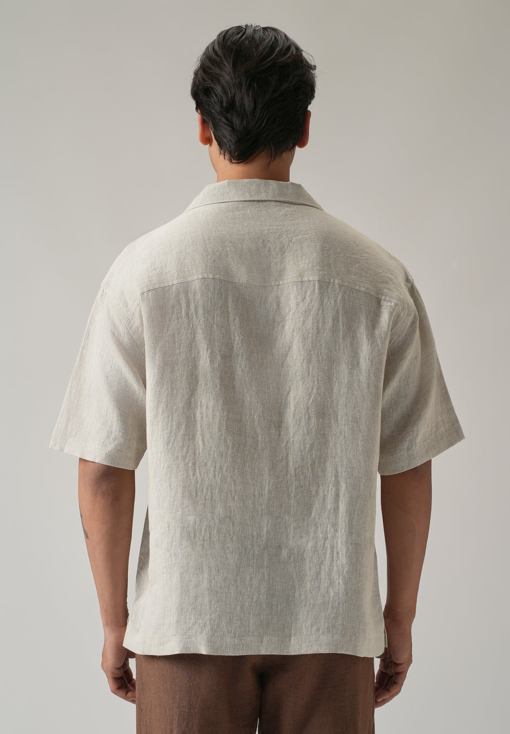 100% Pure Irish Light Beige Linen Shirt