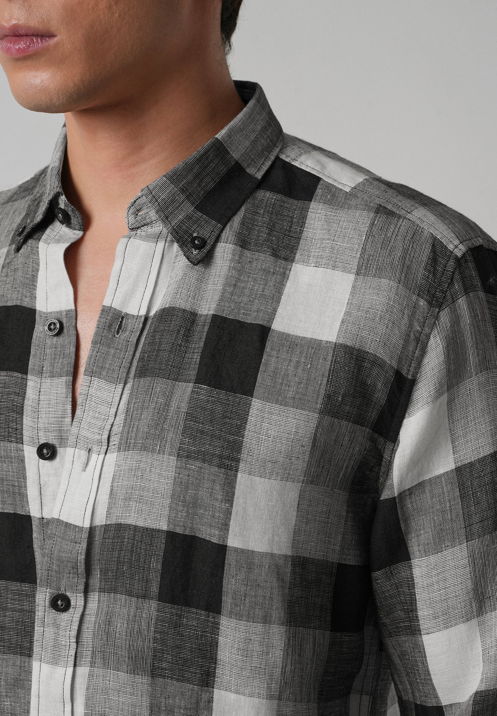 100% Pure Irish Linen Quadric Checks Shirt