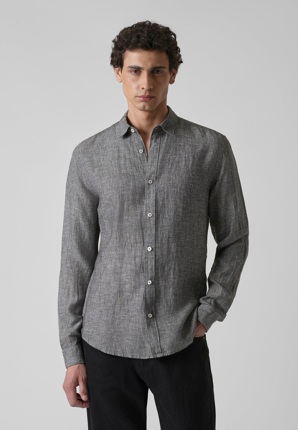 100% Pure Irish Mist Grey Linen Shirt