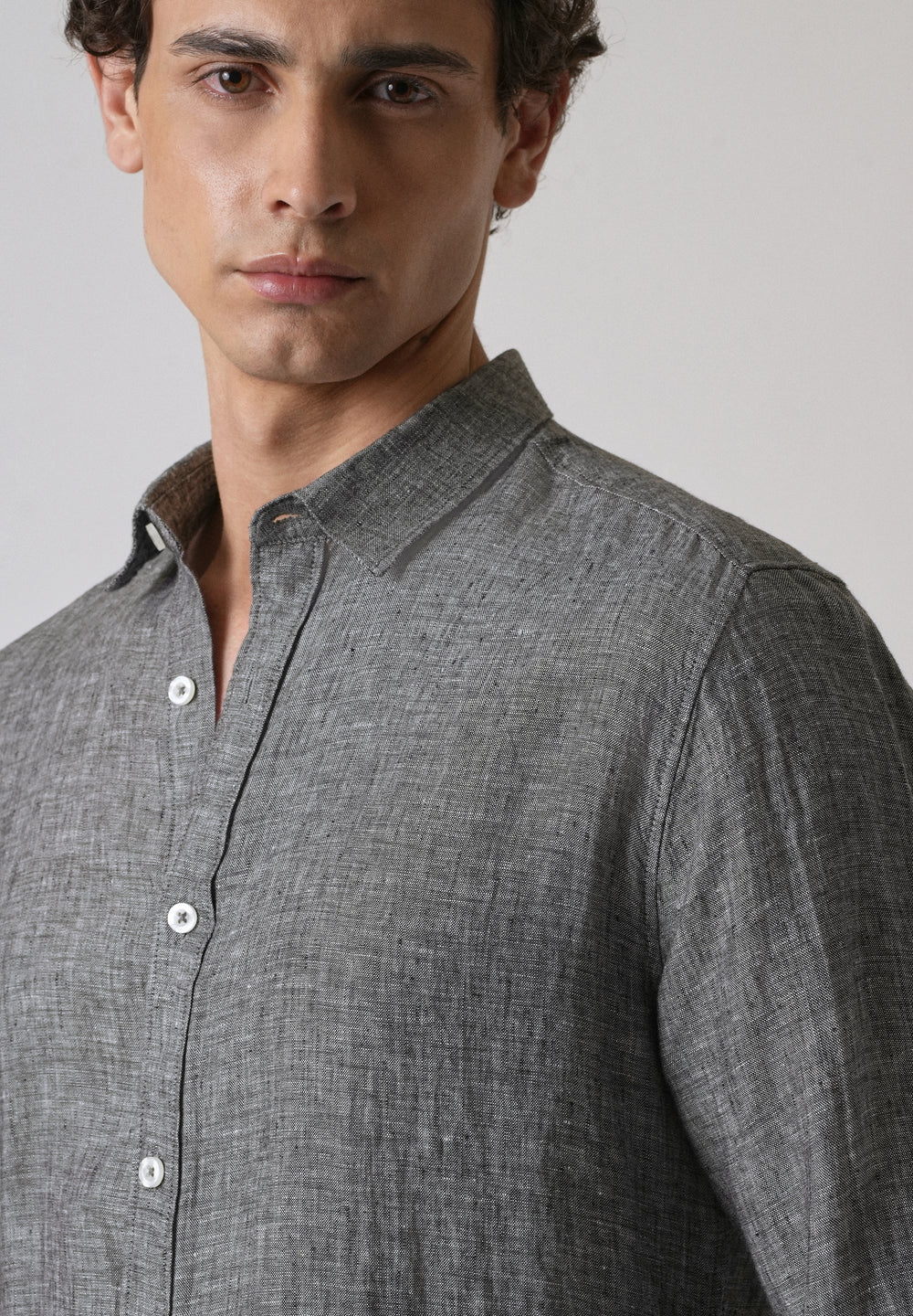 100% Pure Irish Mist Grey Linen Shirt