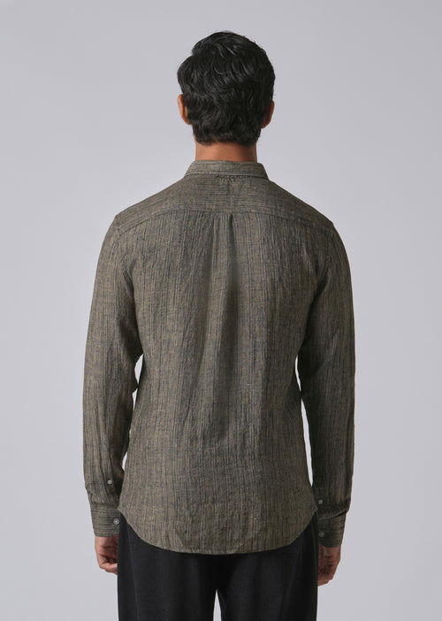100% Pure Irish Olive Linen Shirt