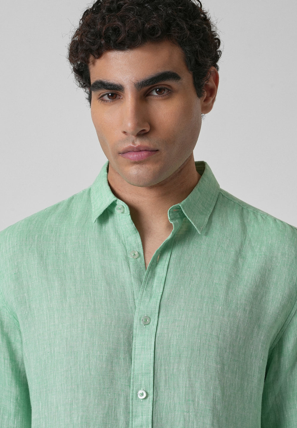 100% Pure Irish Smoke Green Linen Shirt