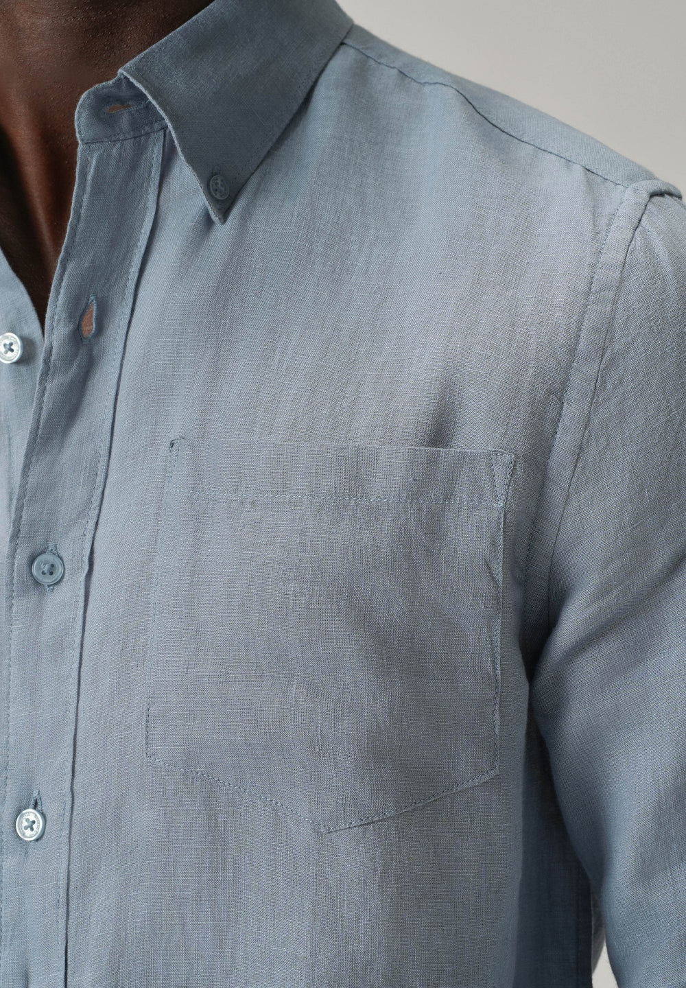100% Pure Light Blue Linen Shirt