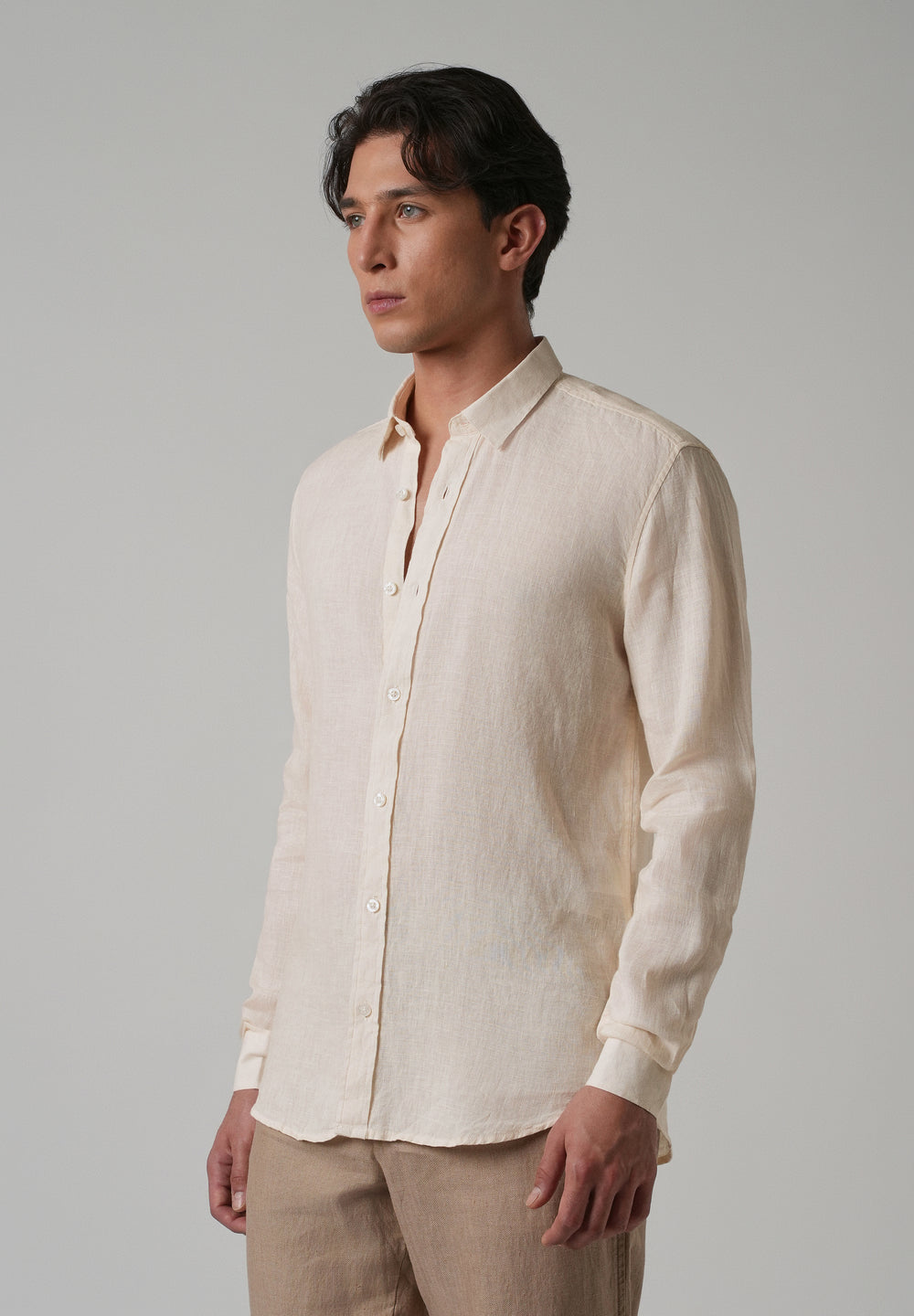 100% Pure Light Cream Linen Shirt