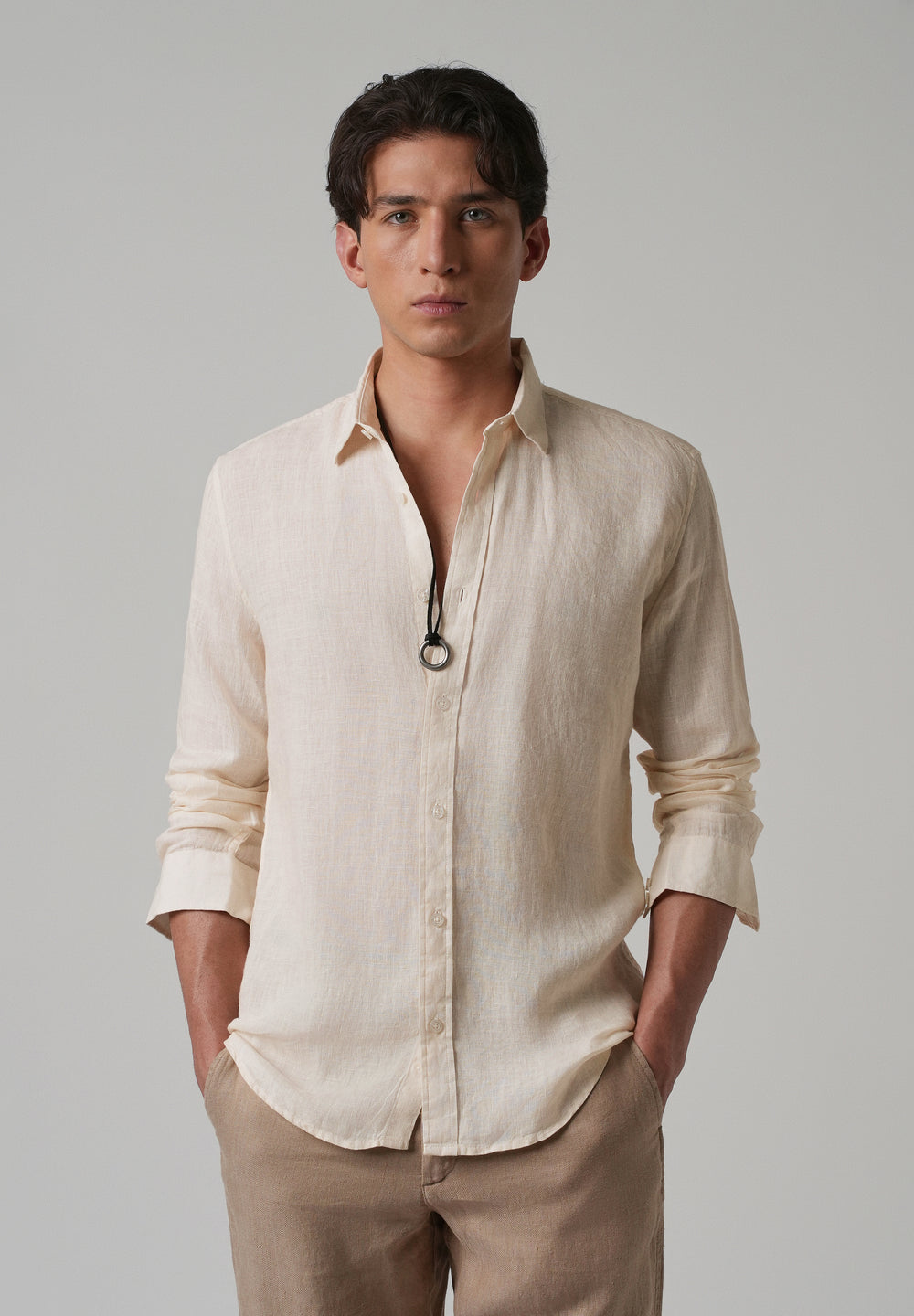 100% Pure Light Cream Linen Shirt