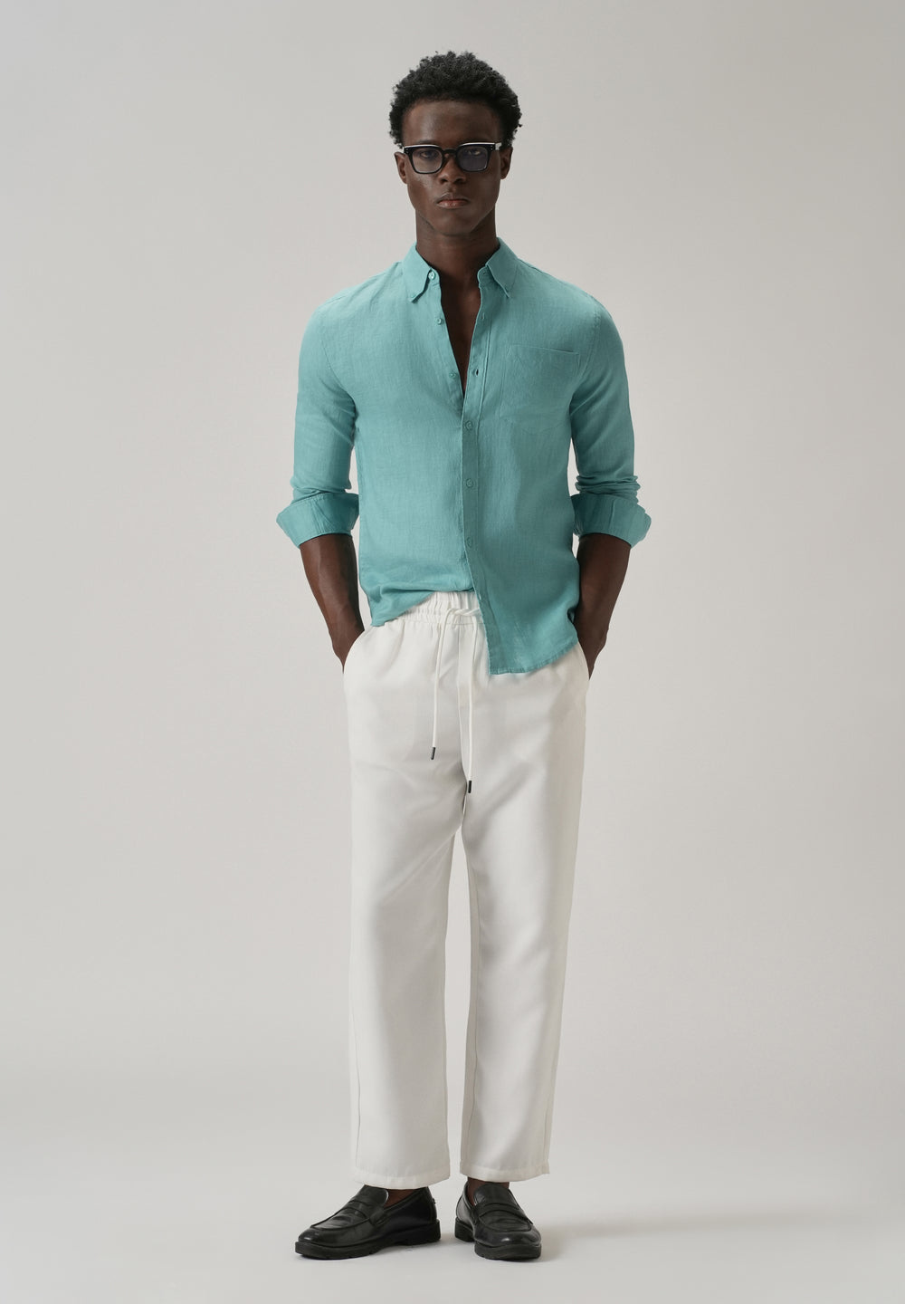 100% Pure Light Green Linen Shirt