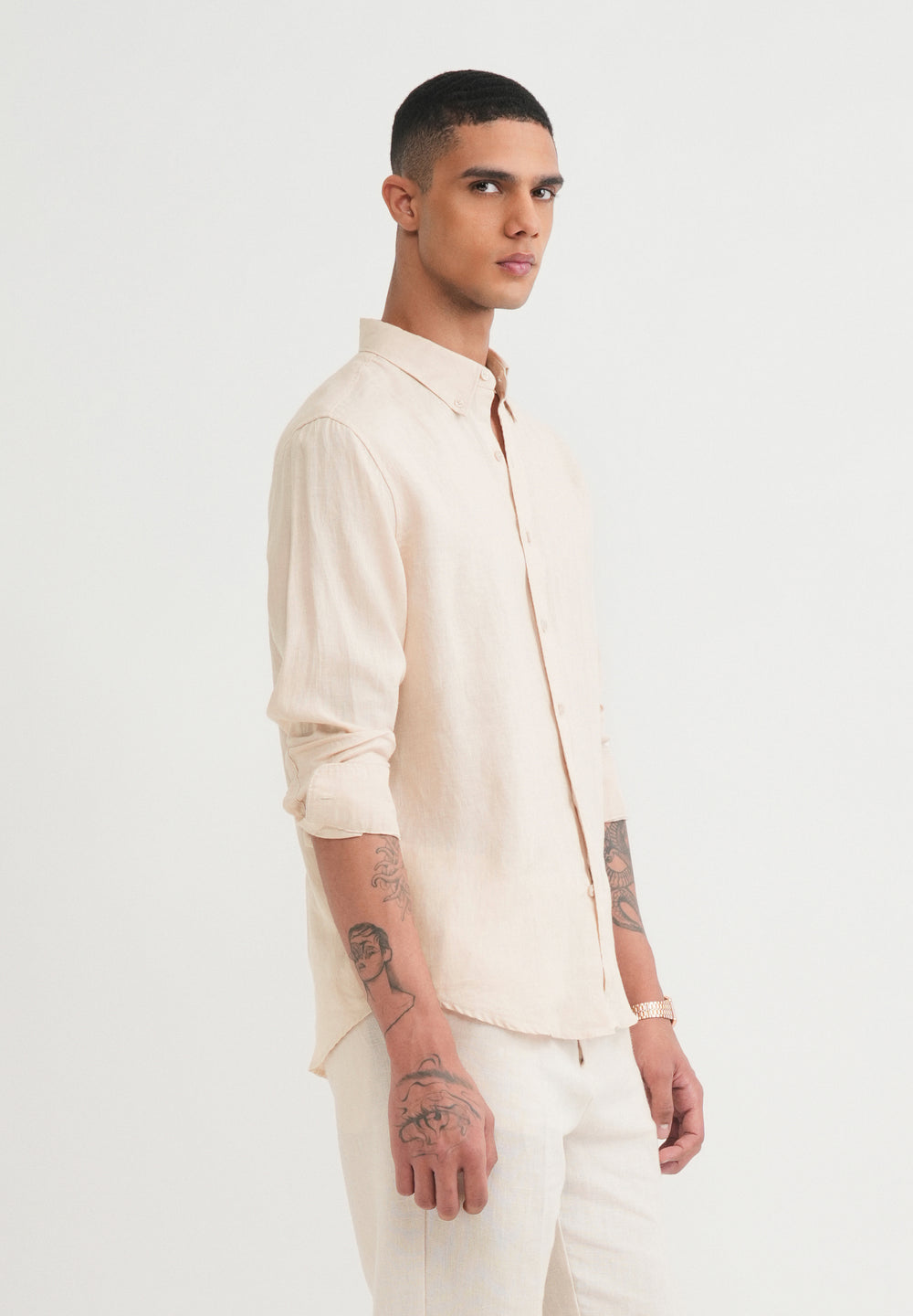 100% Pure Linen Beige Shirt
