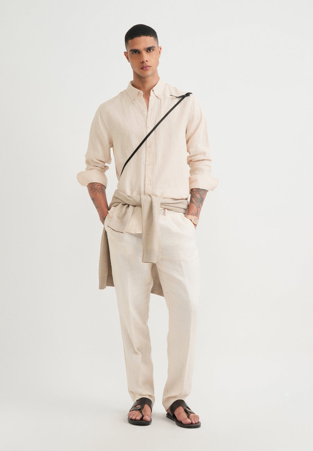 100% Pure Linen Beige Shirt