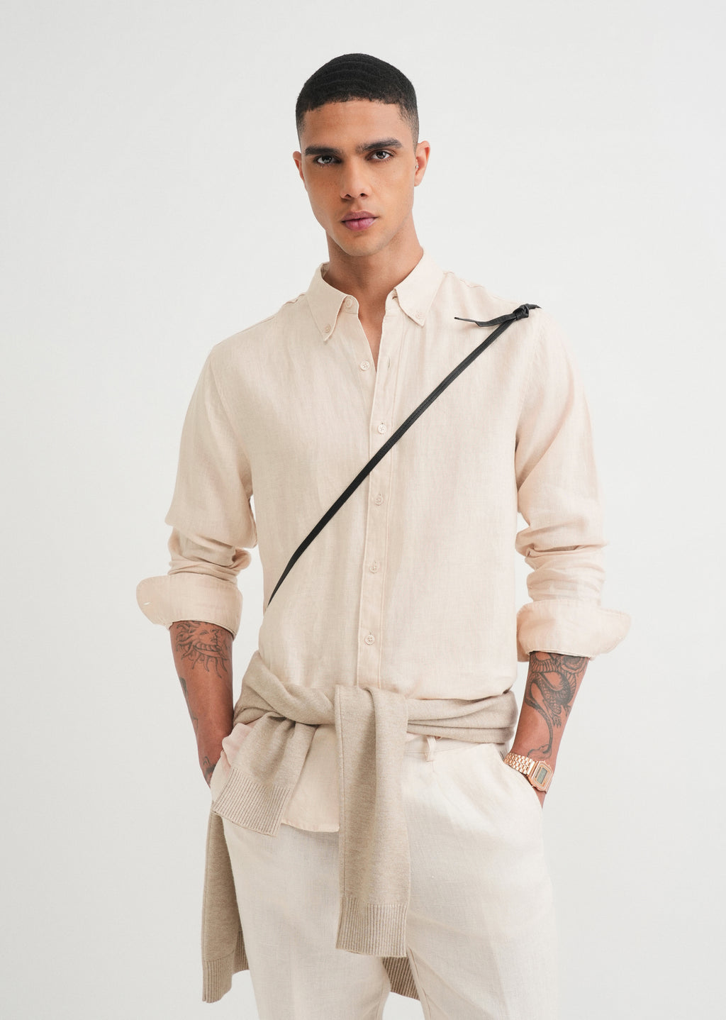 100% Pure Linen Light Beige Shirt