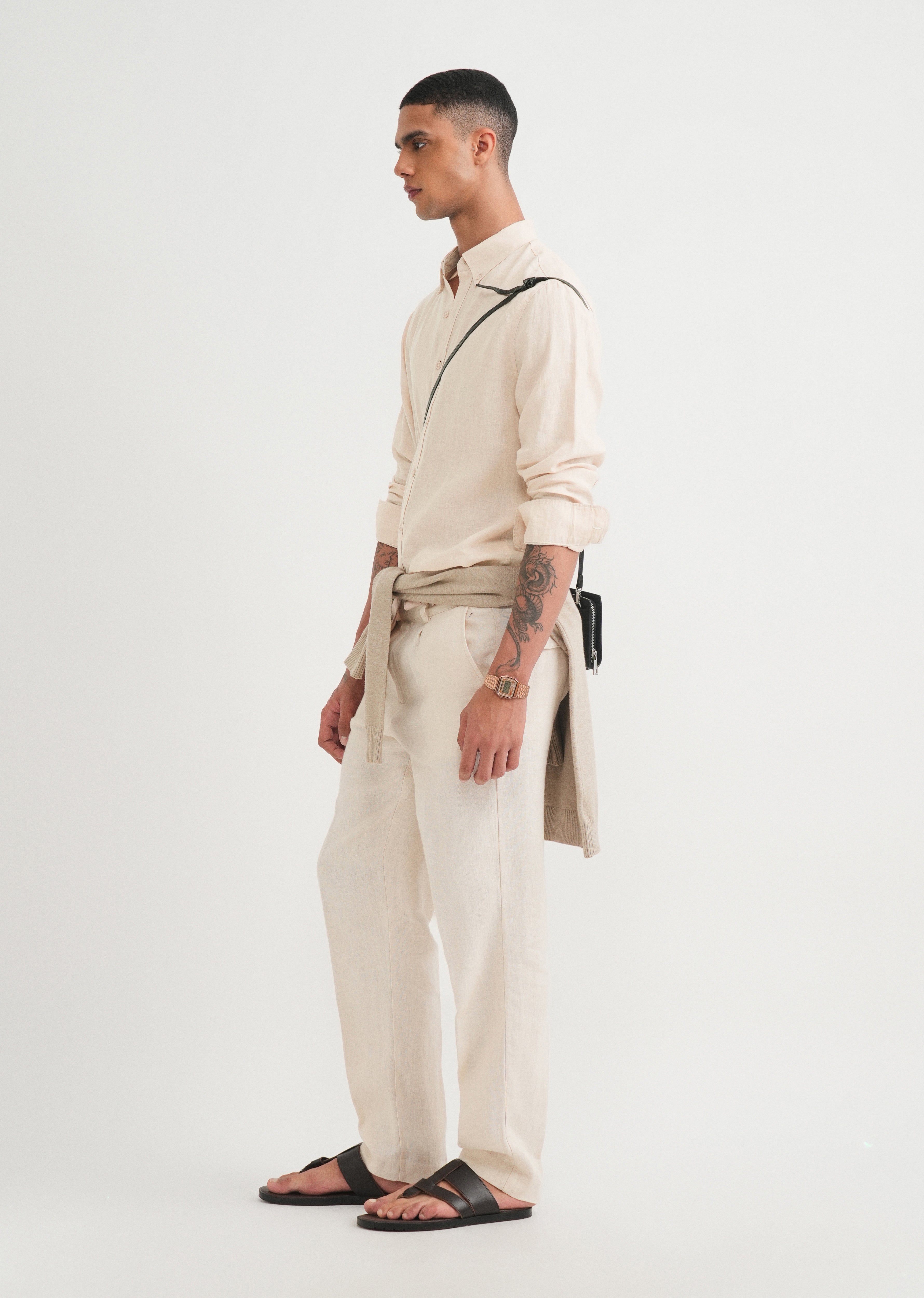 100% Pure Linen Beige Shirt