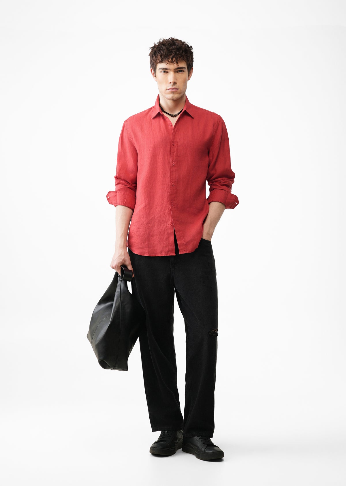 100% Pure Linen Brick Red Shirt