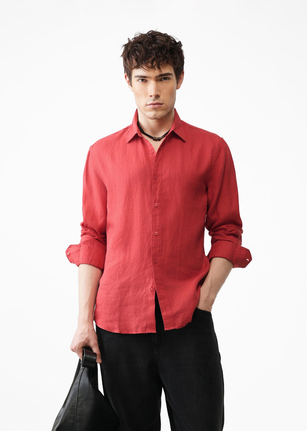 100% Pure Linen Brick Red Shirt