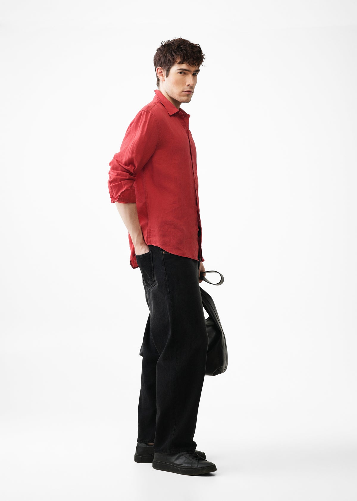 100% Pure Linen Brick Red Shirt