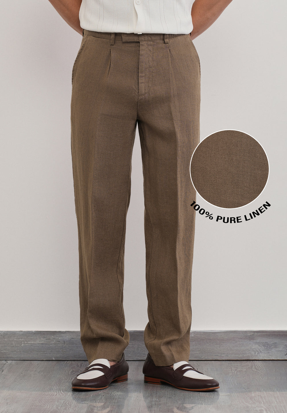 100% Pure Linen Brown Pant