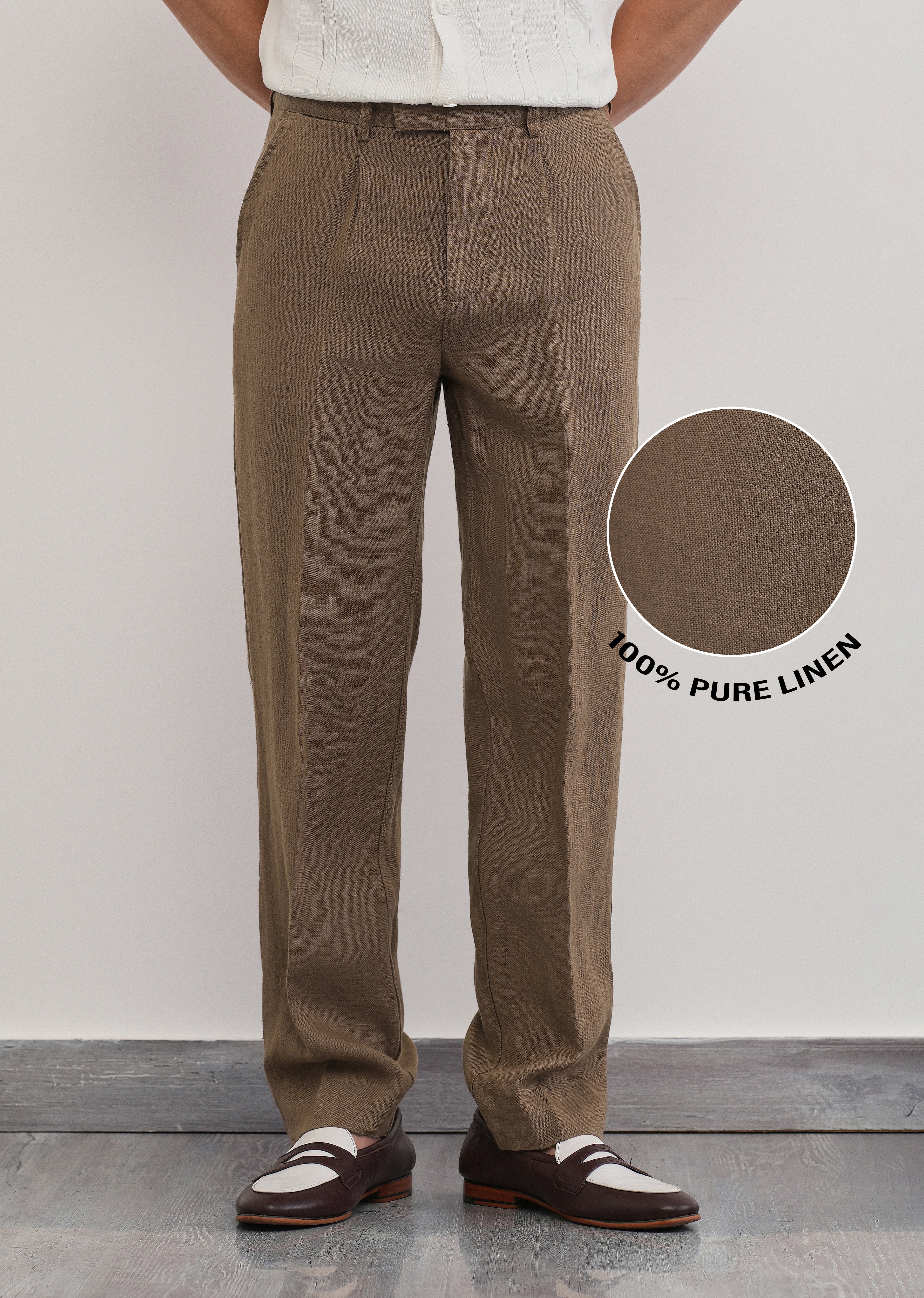 100% Pure Linen Brown Pant