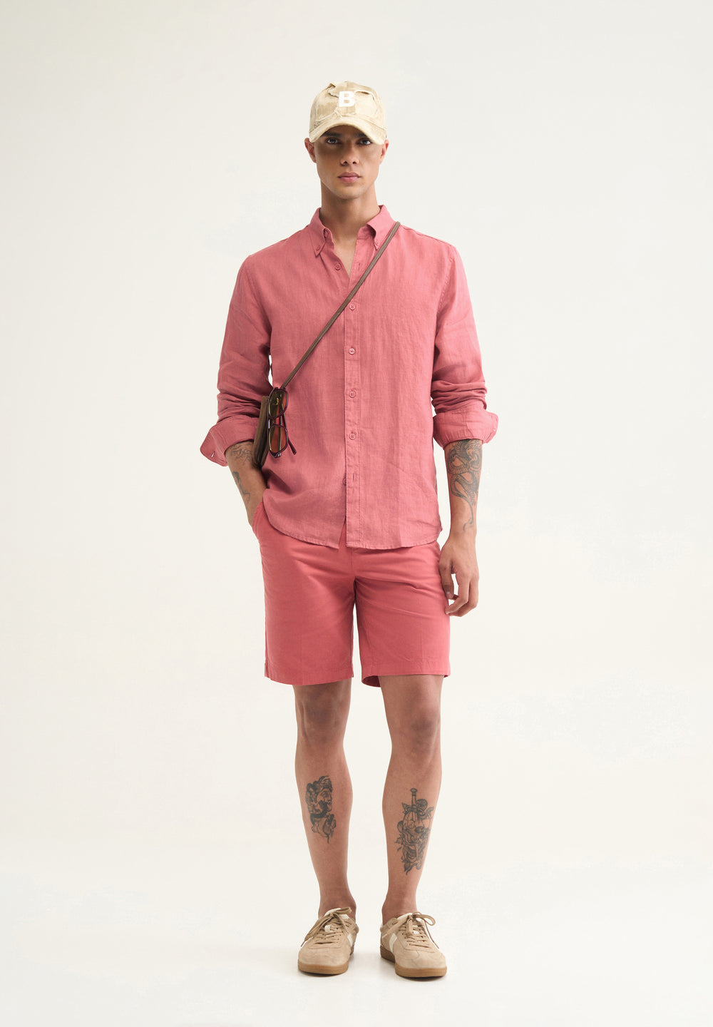100% Pure Linen Crimson Pink Shirt