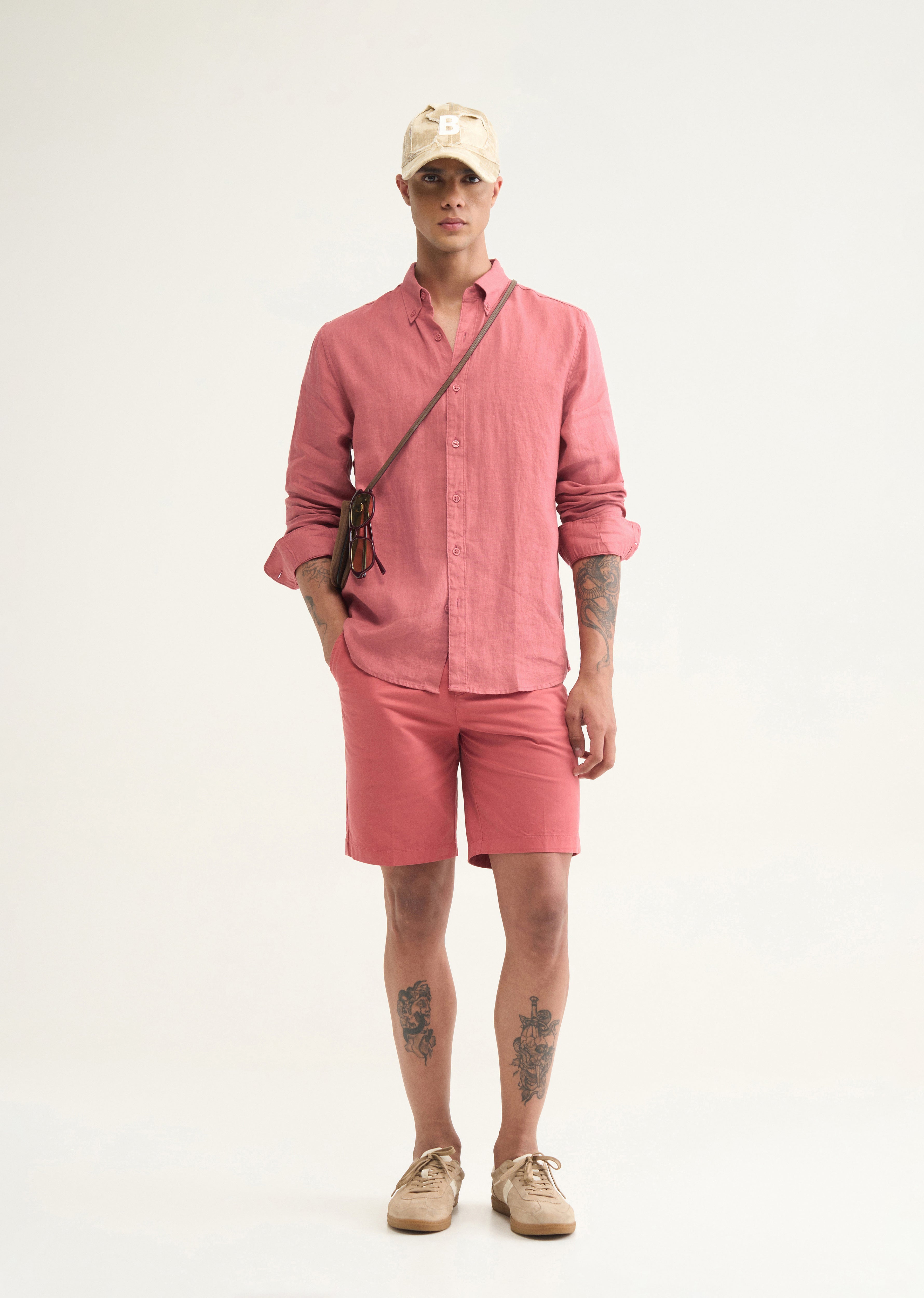 100% Pure Linen Crimson Pink Shirt