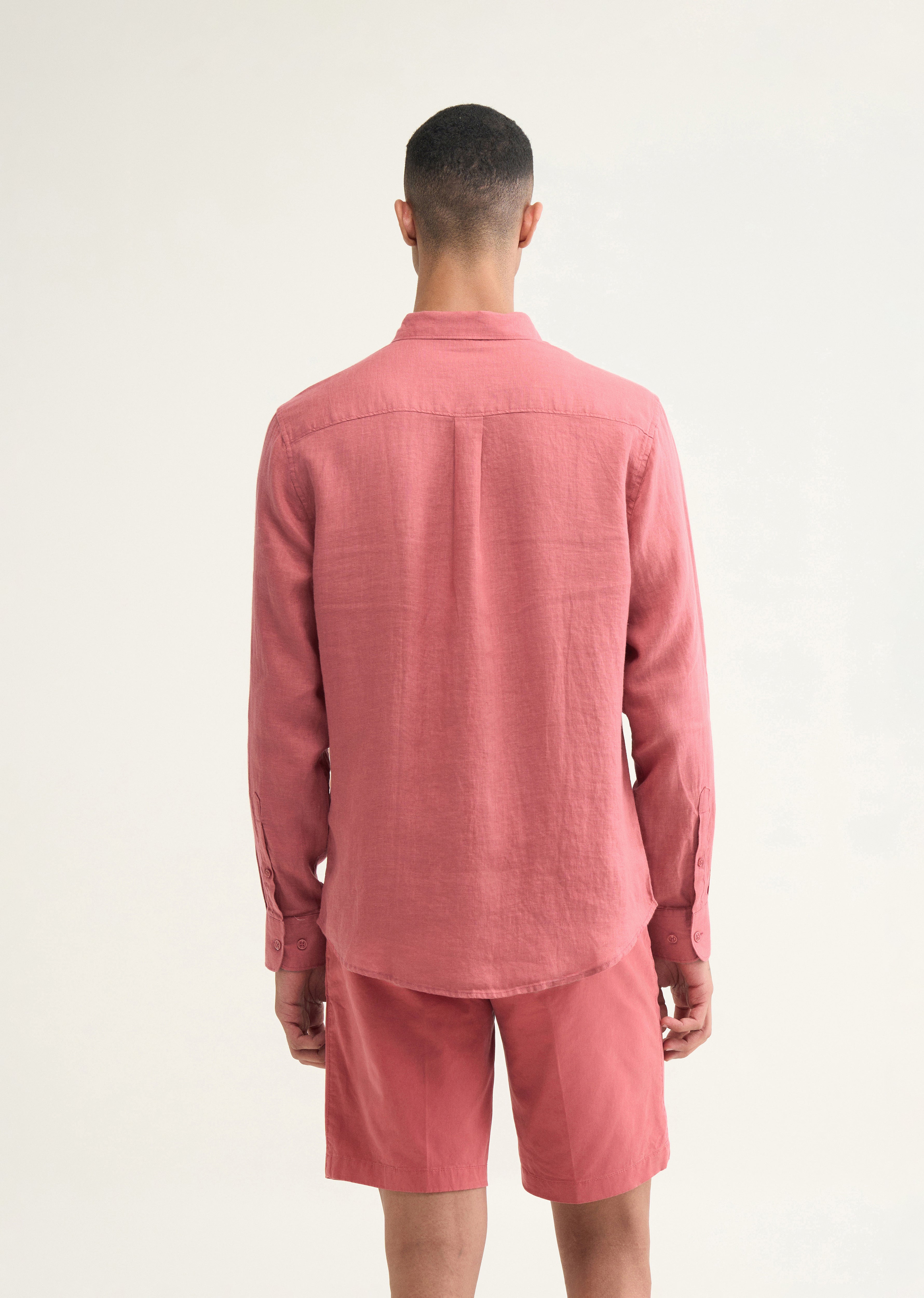 100% Pure Linen Crimson Pink Shirt