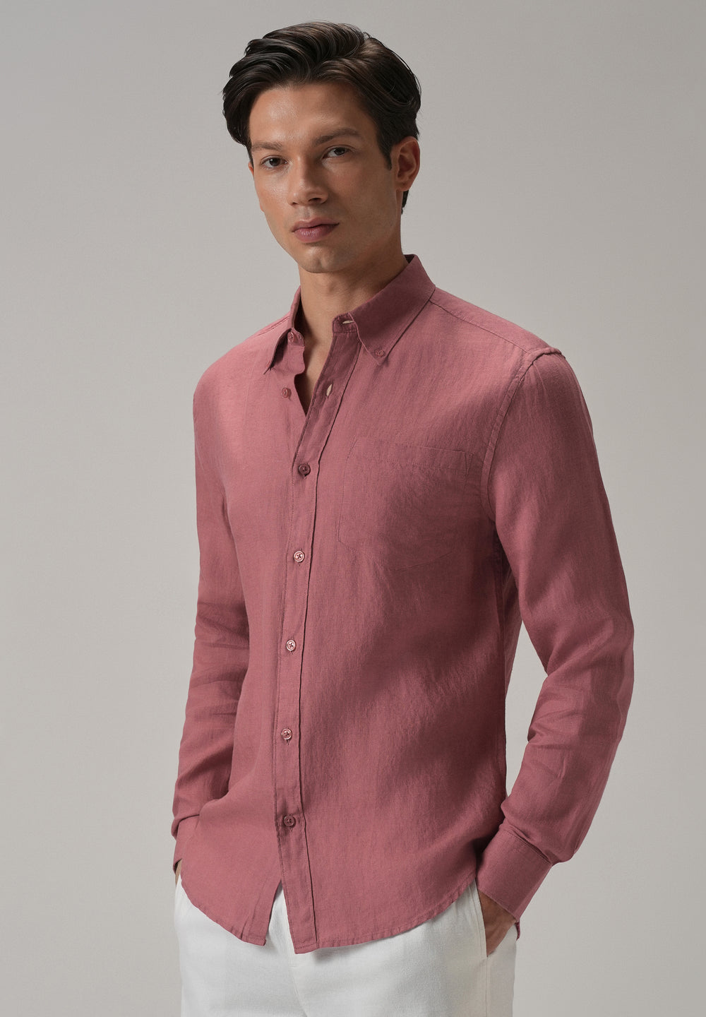 100% Pure Crimson Linen Shirt