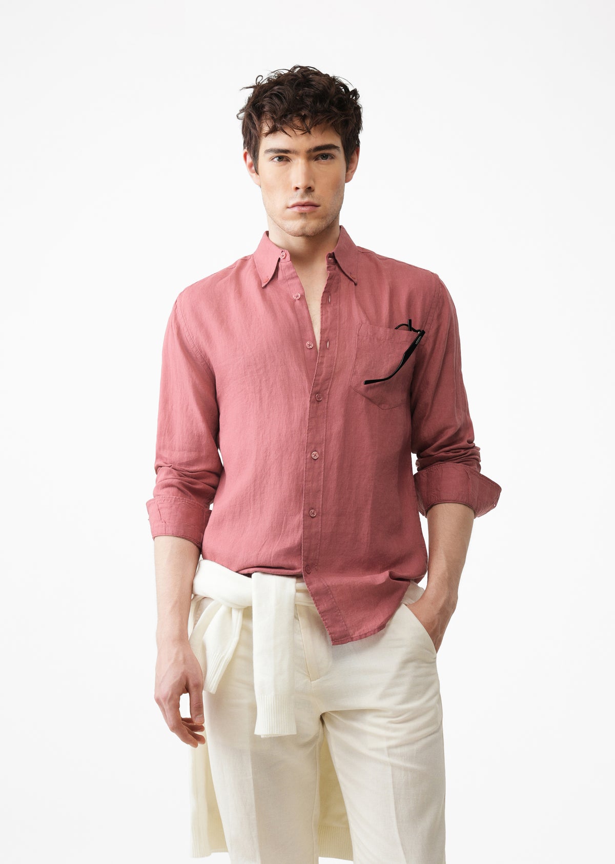 100% Pure Crimson Linen Shirt