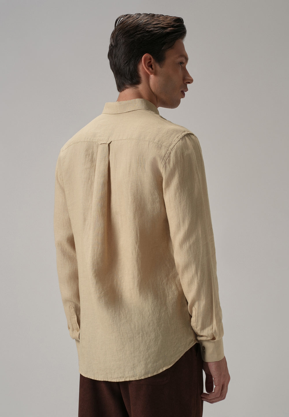 100% Pure Dark Beige Linen Shirt