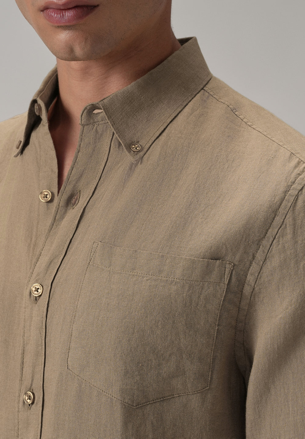 100% Pure Dark Brown Linen Shirt