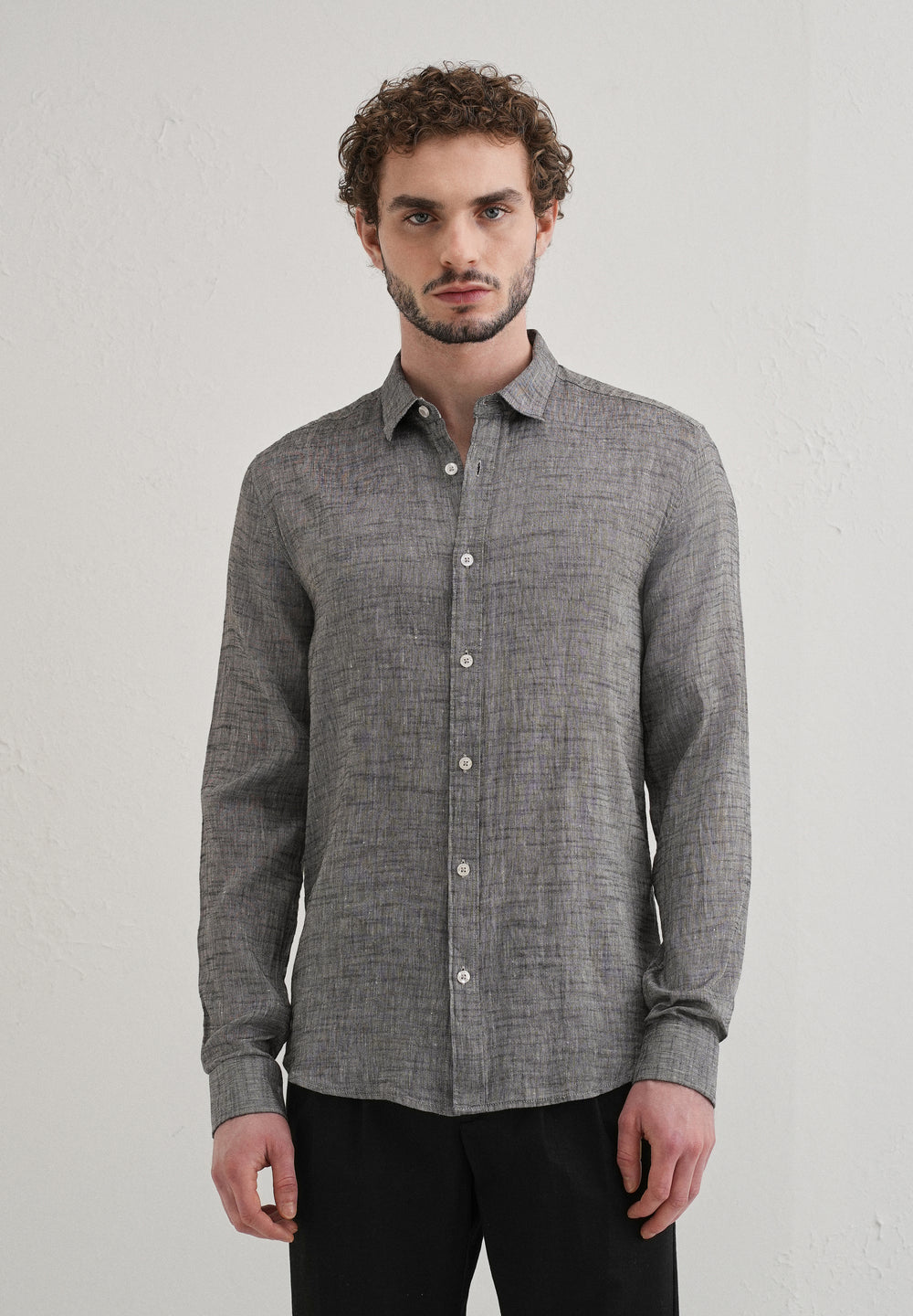 100% Pure Linen Grey Shirt