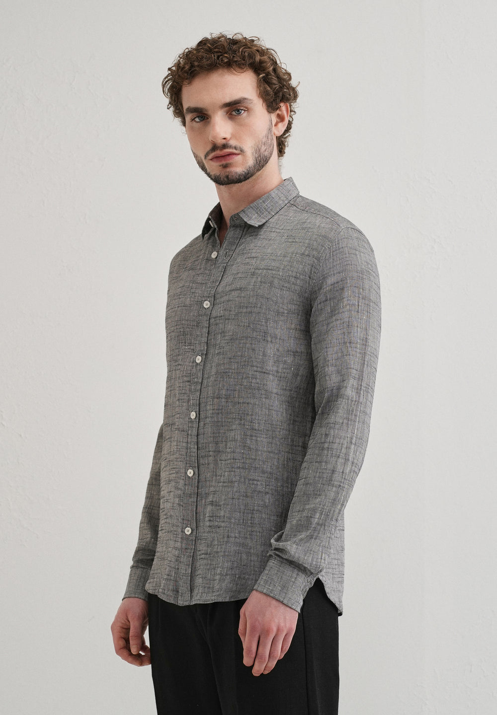 100% Pure Linen Grey Shirt