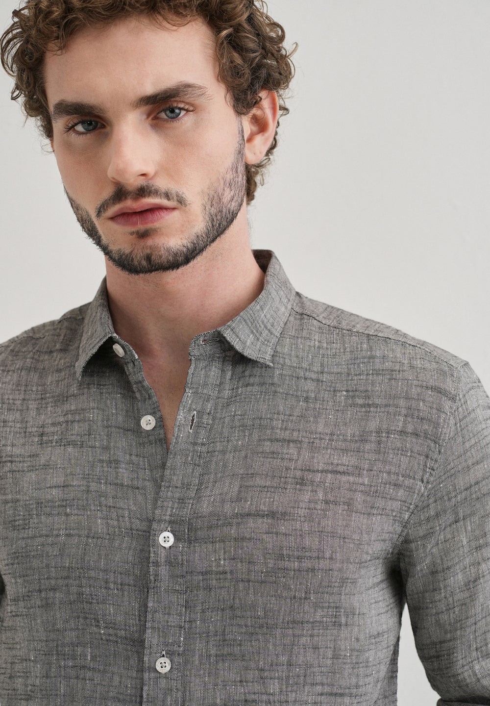 100% Pure Linen Grey Shirt