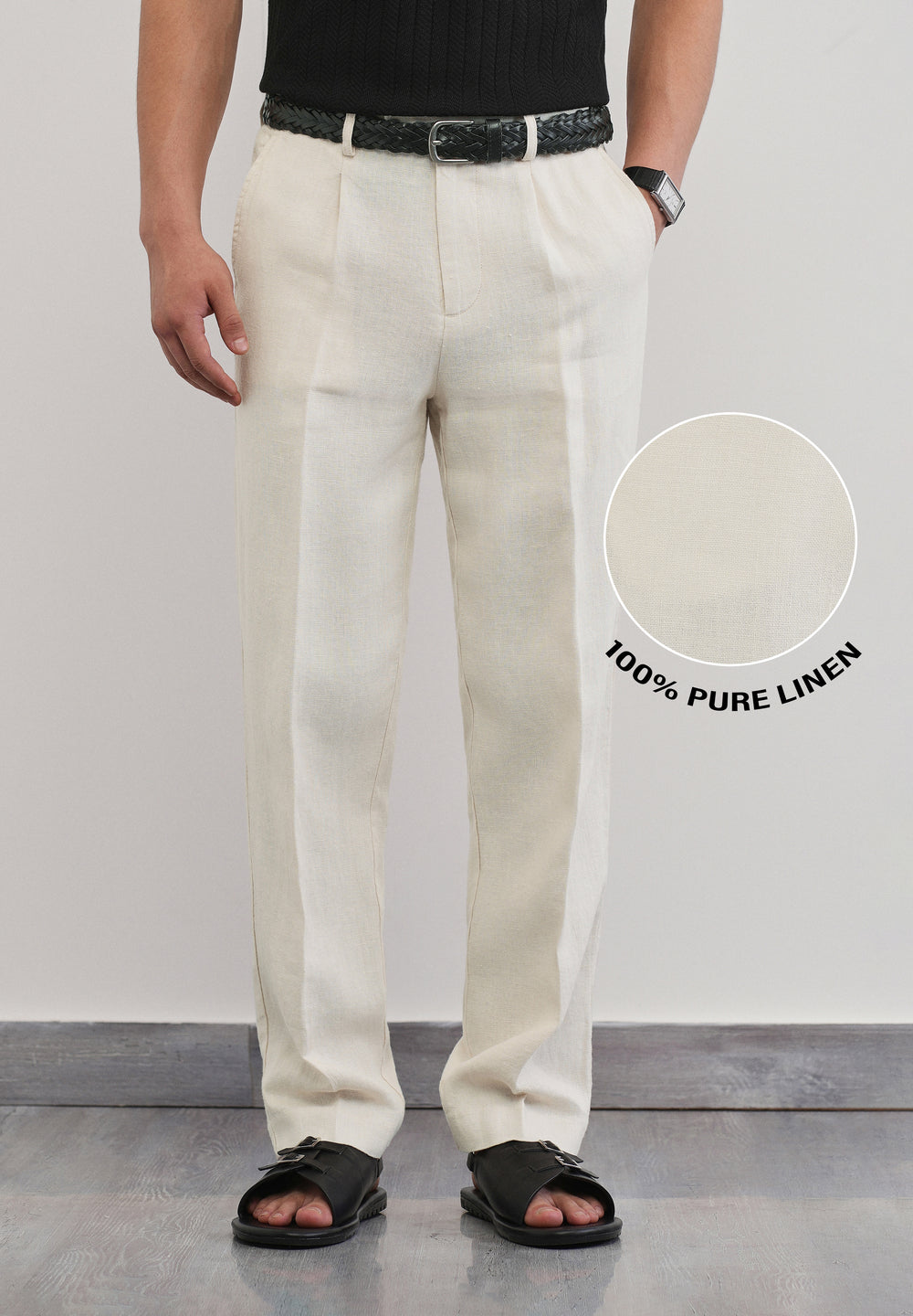 100% Pure Linen Ivory Pant