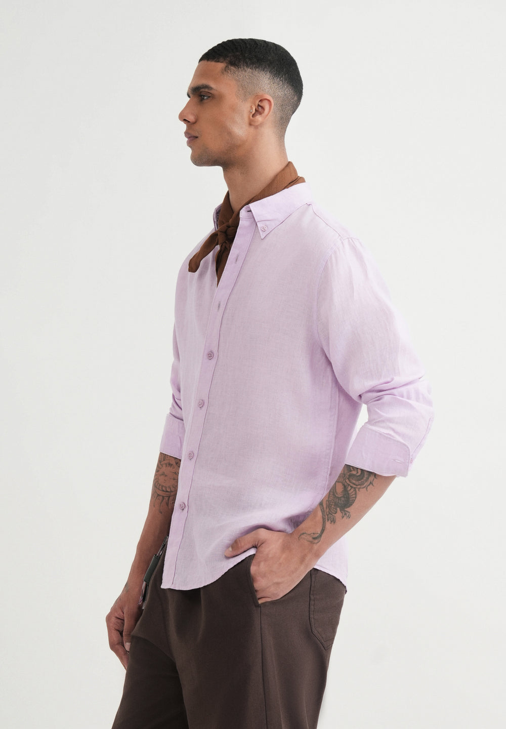 100% Pure Linen Lavender Shirt