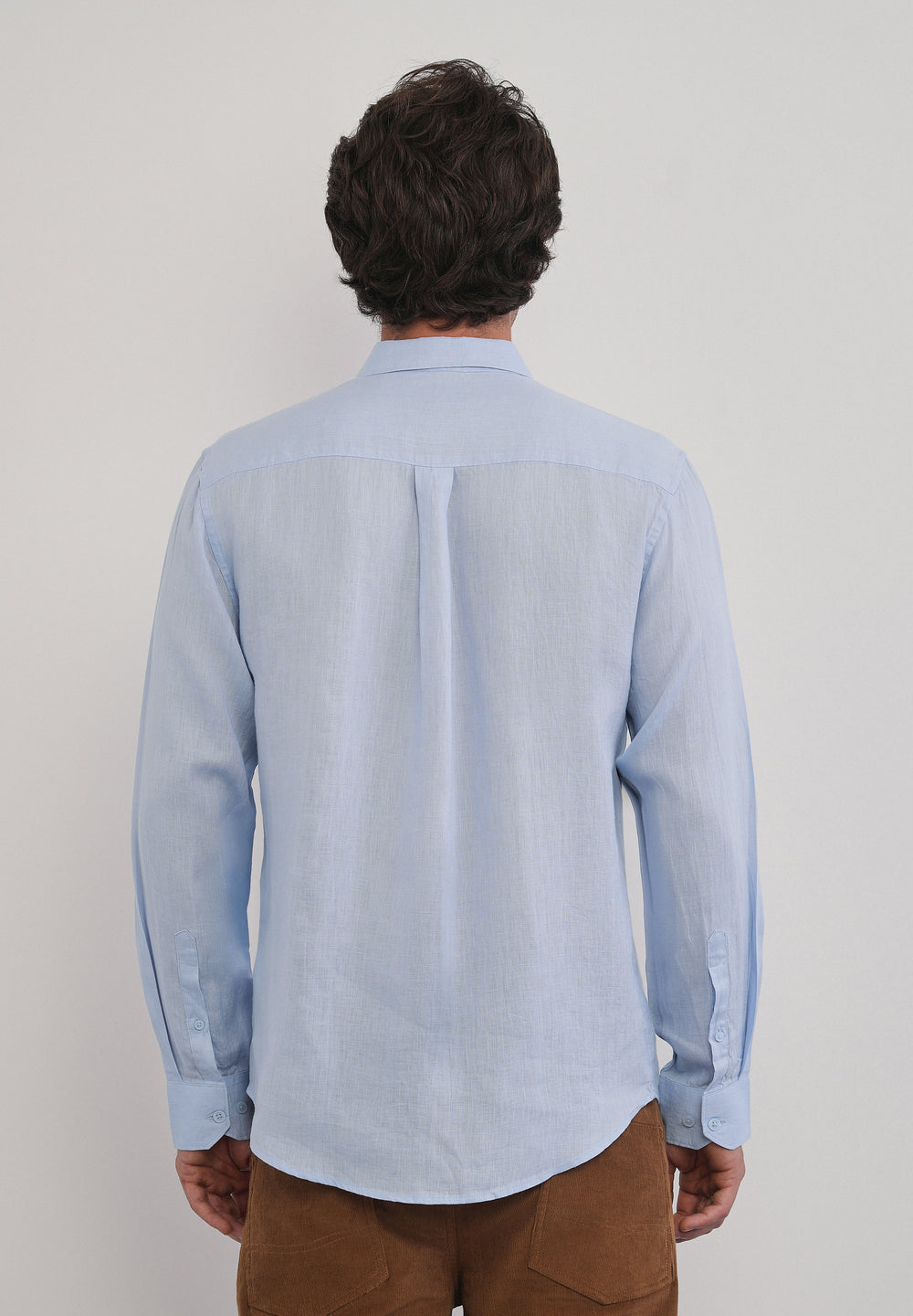 100% Pure Linen Light Blue Plain Shirt