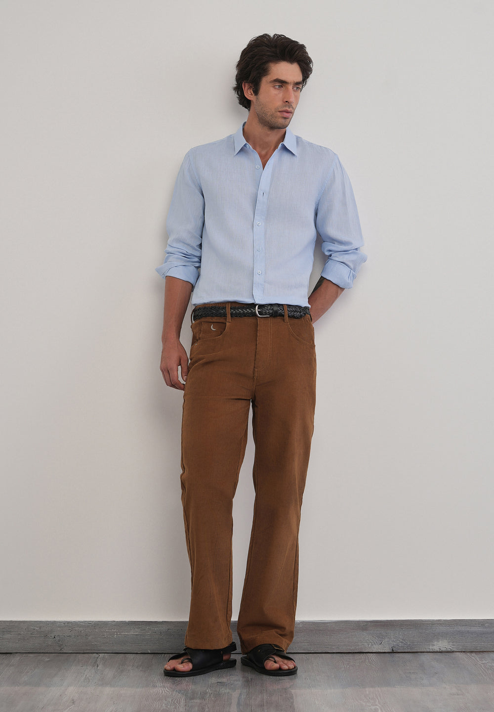 100% Pure Linen Light Blue Plain Shirt