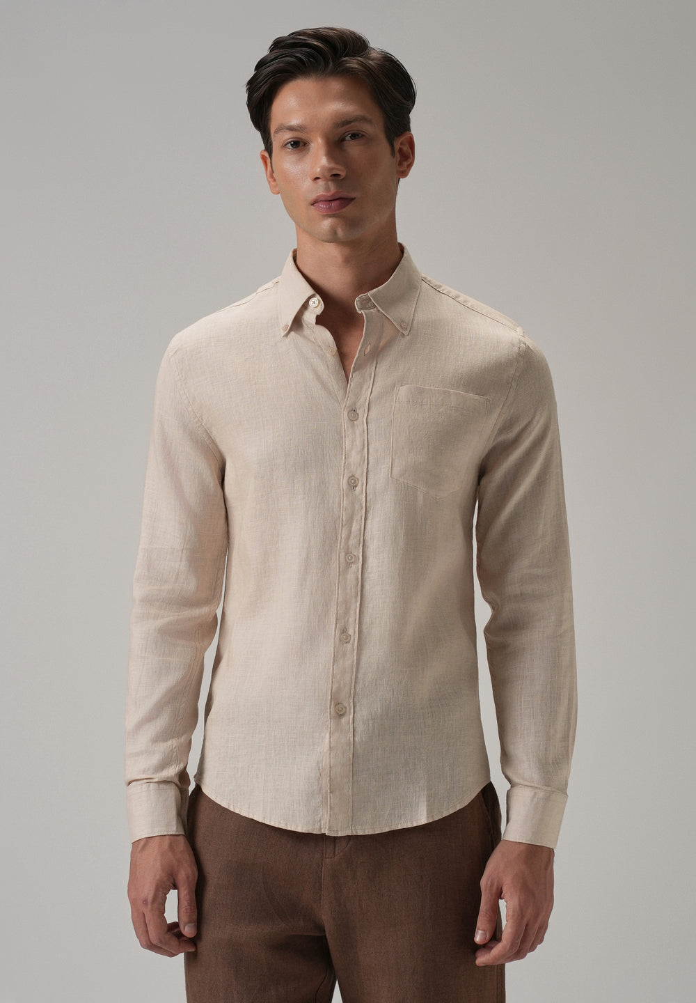 100% Pure Light Peach Linen Shirt