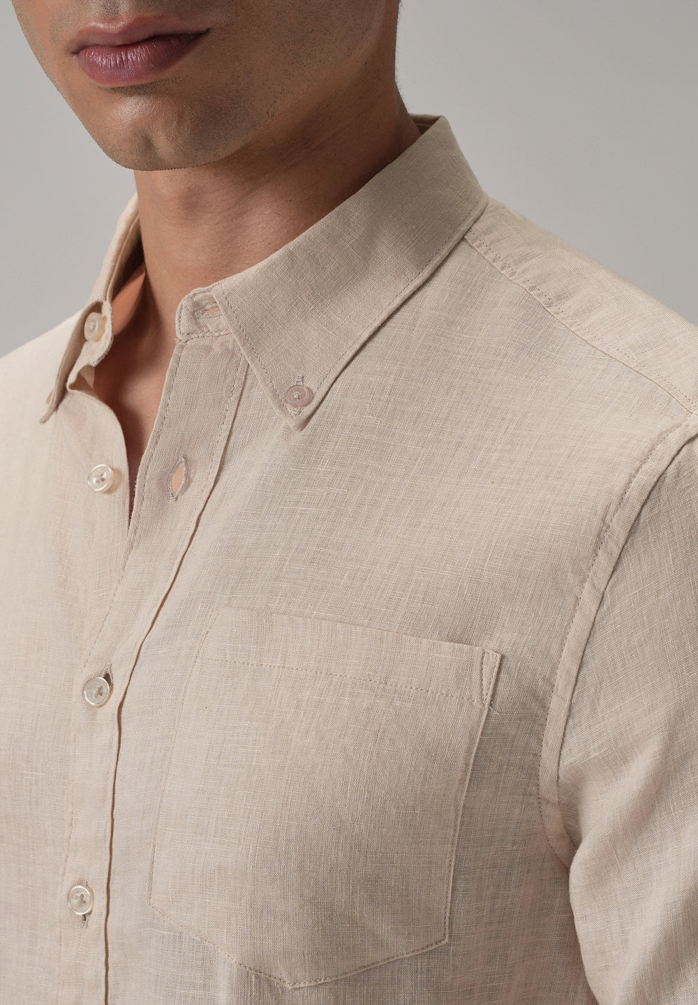 100% Pure Light Peach Linen Shirt